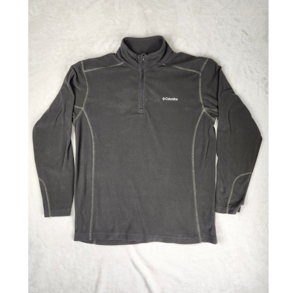 Columbia Pullover 1/4 Zip Fleece Sweatshirt Men's Large Dark Grey‎ Mock Neck